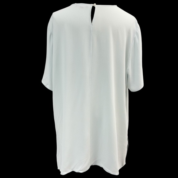 Eileen Fisher Shirt Womens Ex-Large Light Green Silk Short Sleeve Keyhole Back - Picture 4 of 9